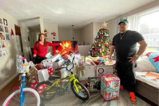 Mom and son Toy Drive