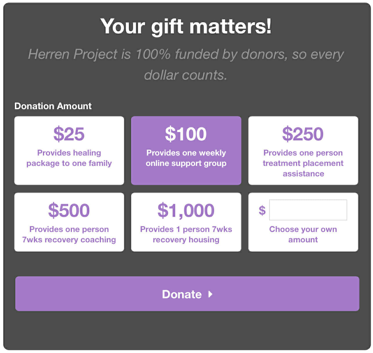 Your Gift Matters Donate to herren project