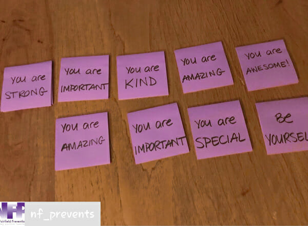 act of kindness sticky note activity Wellness Week with Herren